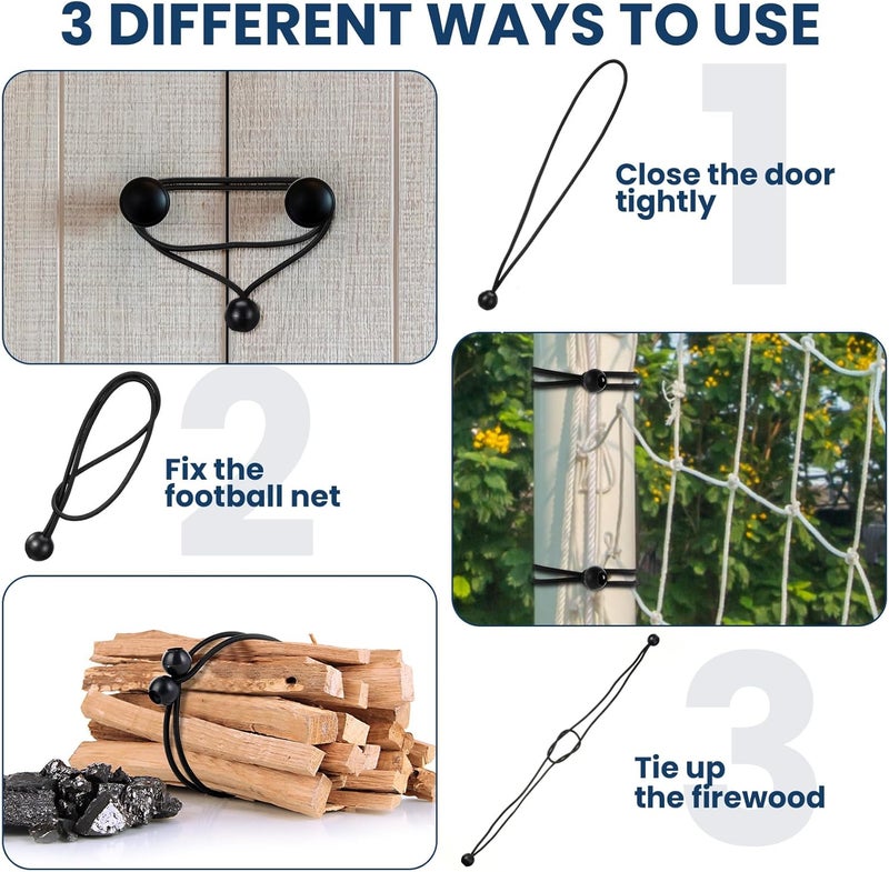Wowangce 100 Pcs Ball Bungee Cords - 12 Inch Bulk Bungee Balls - Heavy Duty Outdoor/Indoor for Shelter, Camping, Canopy, Cargo Tents, Poles (Black) - Image 3